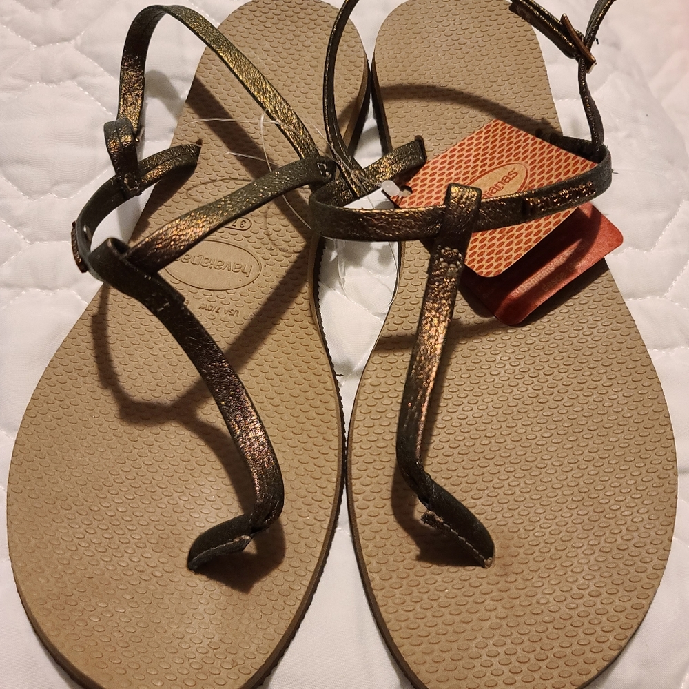 Havaianas Bronze Metallic Strappy Sandals